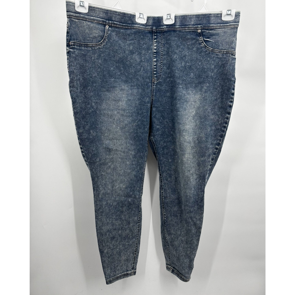 Terra & Sky Womens Jeggings Blue Acid Wash Pull On High Rise Size 3X (24W-26W)